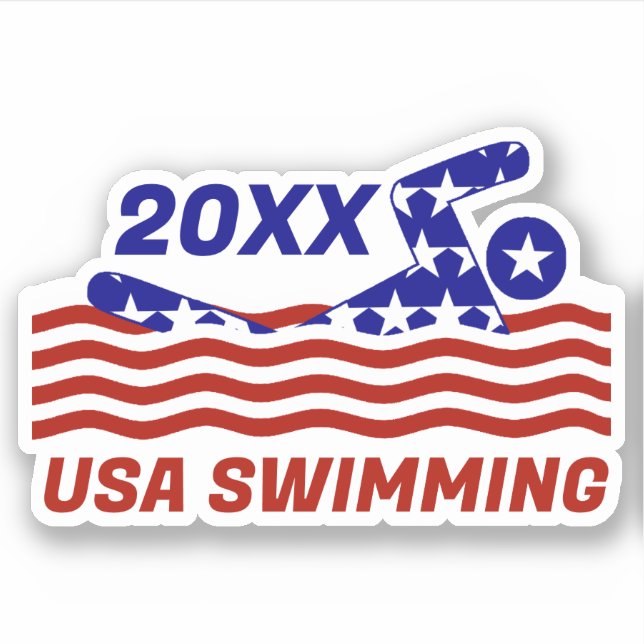 USA Patriotic Swimming Sports Aufkleber (Vorderseite)