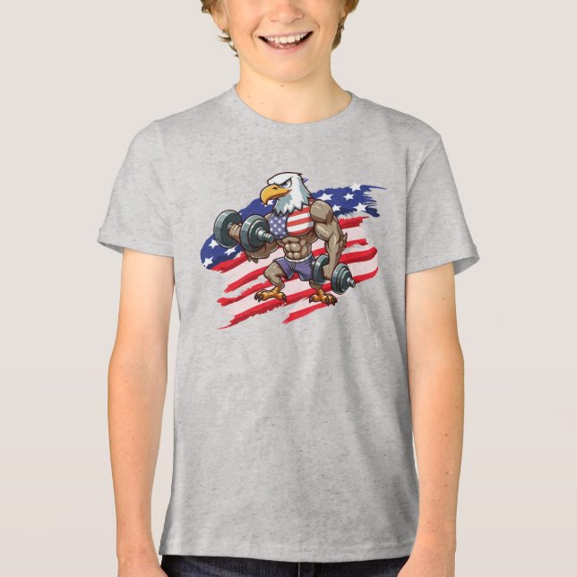 USA/patriotic weightlifting bald eagle Tri-Blend Shirt (Vorderseite)