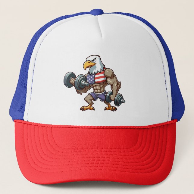 USA/patriotic weightlifting bald eagle Truckerkappe (Vorderseite)