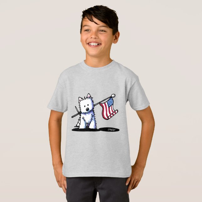 USA Patriotic Westie Terrier T-Shirt (Vorne ganz)