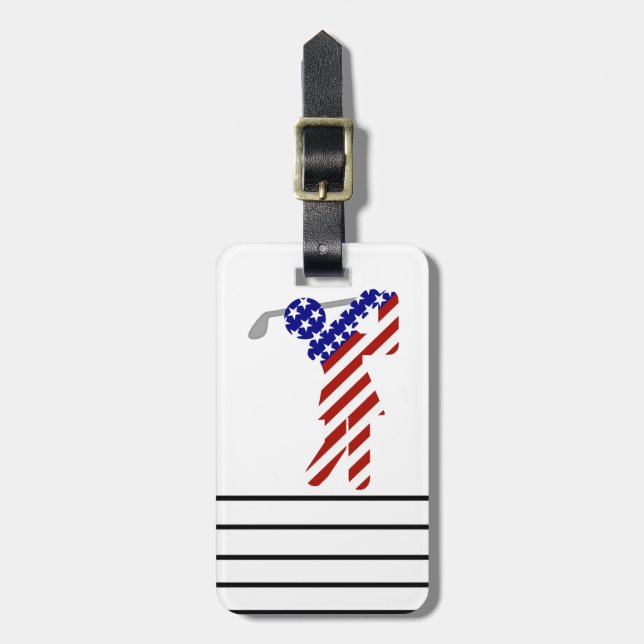 USA Patriotic WOMEN'S GOLF Gepäckanhänger (Vorderseite vertikal)
