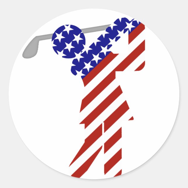 USA Patriotic WOMEN'S GOLF Runder Aufkleber (Vorderseite)