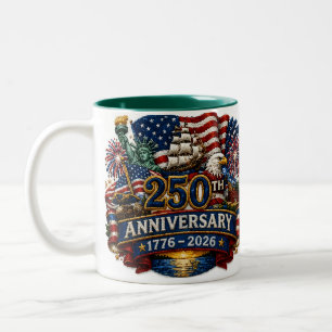 USA Patriotische 250. 4. Juli-Feier  Two-T Zweifarbige Tasse