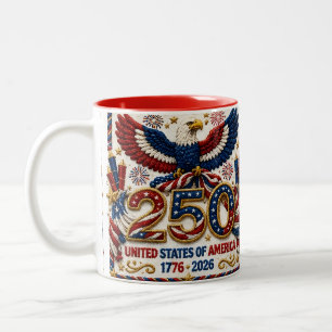 USA Patriotische 250. 4. Juli-Feier Zwei-T Zweifarbige Tasse