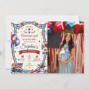 USA Patriotische Einladung zur Babyparty am 4. Jul