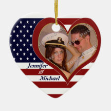 USA Patriotische Flagge Herz Ihr Foto Ornamenent