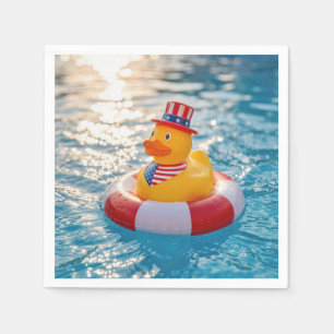 USA Patriotische gelbe Gummiente im Pool Serviette