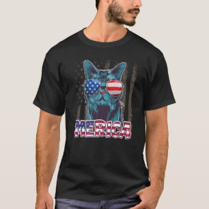 USA Patriotische Katze 4. Juli American Flag Männe T-Shirt