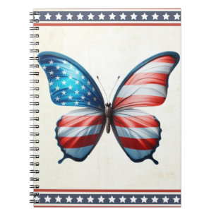 USA/patriotischer 4. Juli Schmetterling Notizblock
