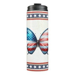 USA/patriotischer 4. Juli Schmetterling Thermosbecher