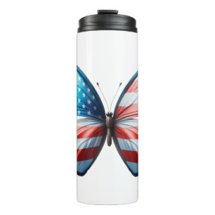 USA/patriotischer 4. Juli Schmetterling Thermosbecher