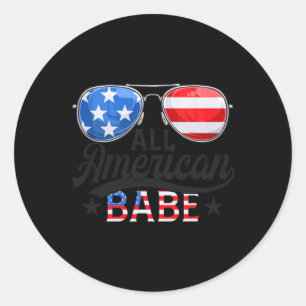 USA Patriotischer All American Boy Babe 4. Juli Runder Aufkleber