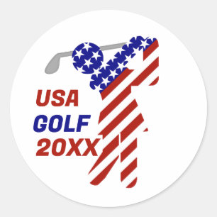 USA Patriotischer FRAUEN GOLF Runder Aufkleber
