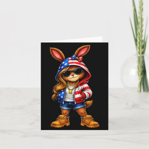 USA Patriotischer Hase 4. Juli Amerikanische Flagg Karte