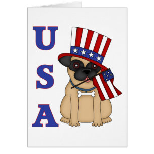 USA Patriotischer Mops mit Fahne