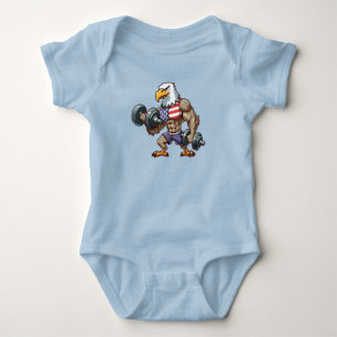 USA/patriotisches Gewichtheben Weißkopfseeadler Baby Strampler