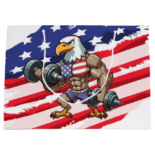 USA/patriotisches Gewichtheben Weißkopfseeadler Große Geschenktüte