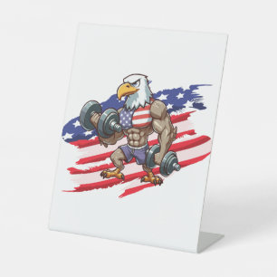USA/patriotisches Gewichtheben Weißkopfseeadler Sockelschild