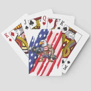 USA/patriotisches Gewichtheben Weißkopfseeadler Spielkarten