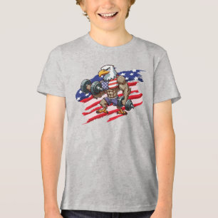 USA/patriotisches Gewichtheben Weißkopfseeadler Tri-Blend Shirt