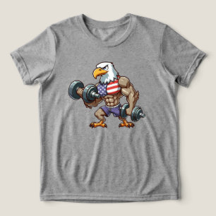 USA/patriotisches Gewichtheben Weißkopfseeadler Tri-Blend Shirt