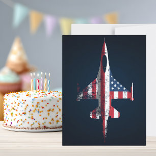 USA Patriotisches Kampfflugzeug Geburtstag Postkarte
