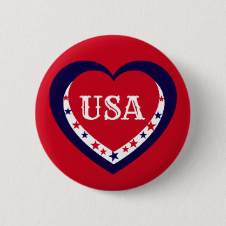 USA Patriotisches Rot Weiß Blau Herz Festiv 4. Jul Button