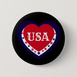 USA Patriotisches Rot Weiß Blau Herz Festiv 4. Jul Button