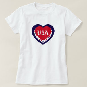 USA Patriotisches Rot Weiß Blau Herz Festiv 4. Jul T-Shirt