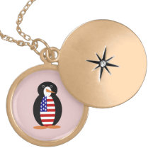 USA Pinguin — Amerikanischer Pinguin Pink Hintergr