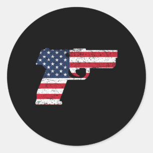 Usa Pistole Amerikanische Flagge 4. Juli Runder Aufkleber