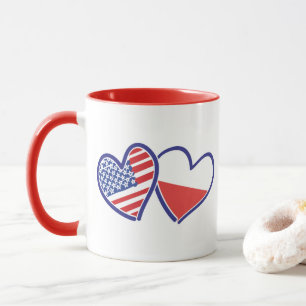 USA-POLEN-FLAG-HEARTS TASSE