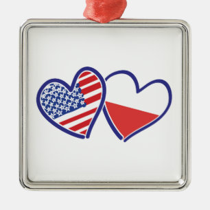 USA Polen Flaggenschwerpunkte Ornament Aus Metall