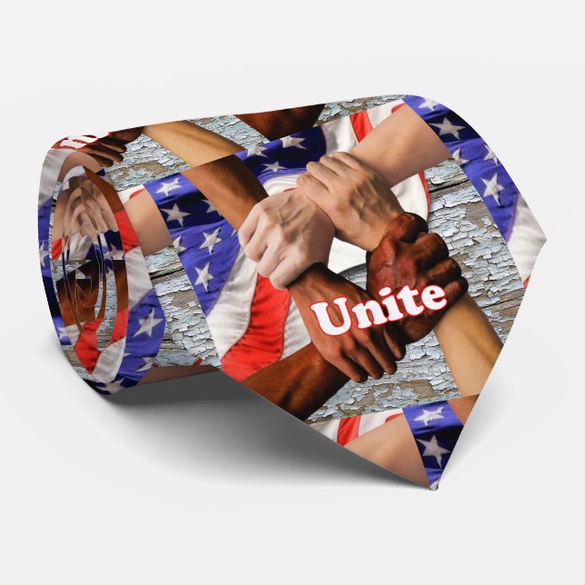 USA Politik Hands Unite Flag Necktie Krawatte (Gerollt)