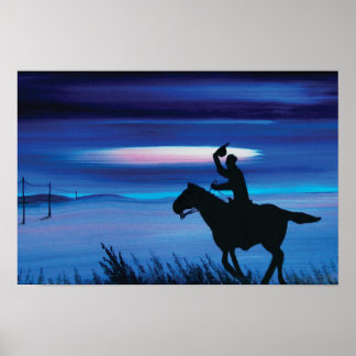 USA Pony Express 🐎 Cowboy Rider Painting Poster