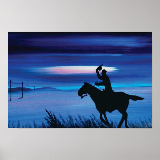 USA Pony Express 🐎 Cowboy Rider Painting Poster (Vorne)