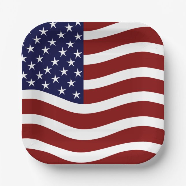 USA Pride 7" Pappteller im Quadrat – Flagge-Design (Vorderseite)