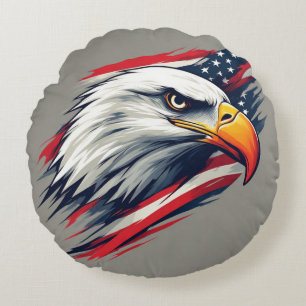 USA Pride Geschenk – Weißkopfseeadler mit amerikan Rundes Kissen