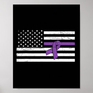 USA Pride Lila Ribbon Gift Pankreas Cancer Awa Poster