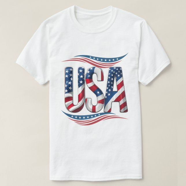 USA Prix Bold Letter Art - Flag Inside Edition T-Shirt (Design vorne)