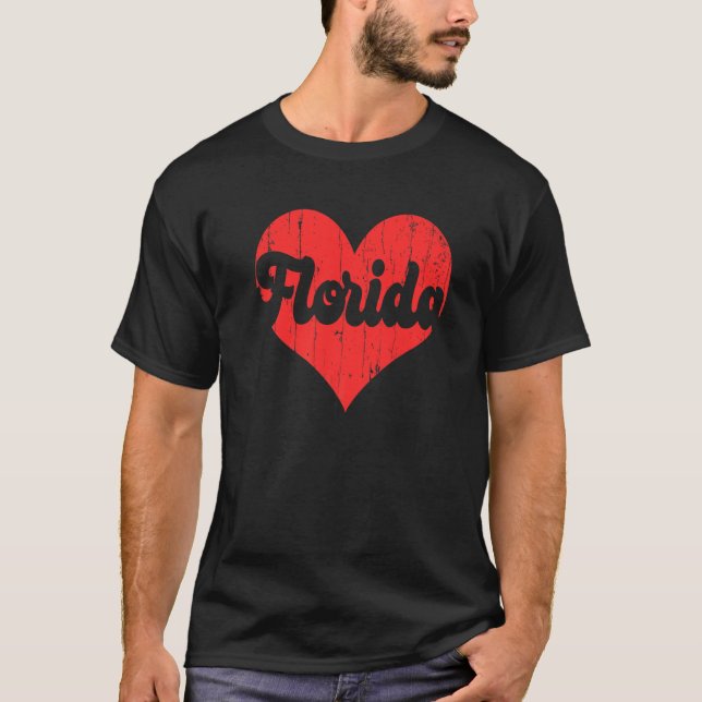 USA Proud America State Flag Heart Love Florida  T-Shirt (Vorderseite)