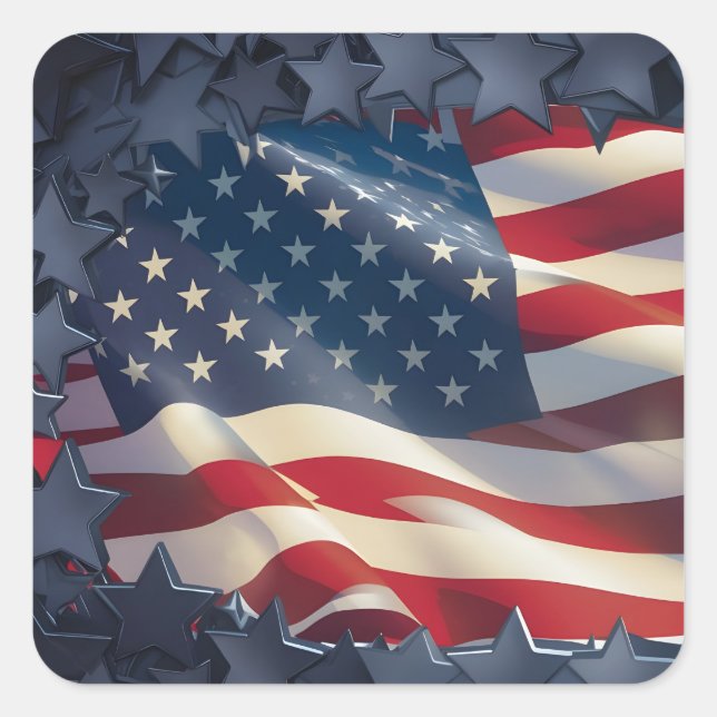 USA QUADRATISCHER AUFKLEBER (Vorderseite)