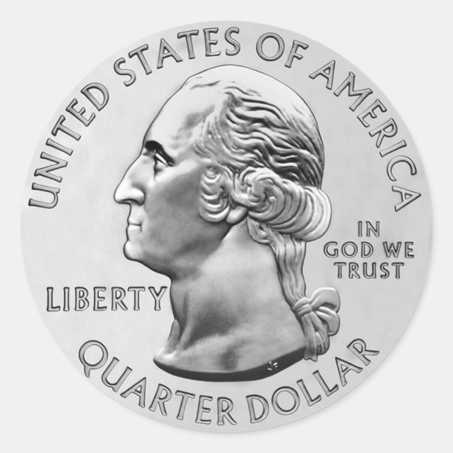 USA Quarter Coin Runder Aufkleber (Vorderseite)