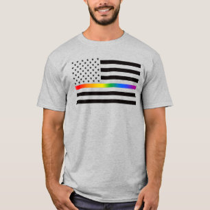 USA Rainbow Pride Thin Line T-Shirt
