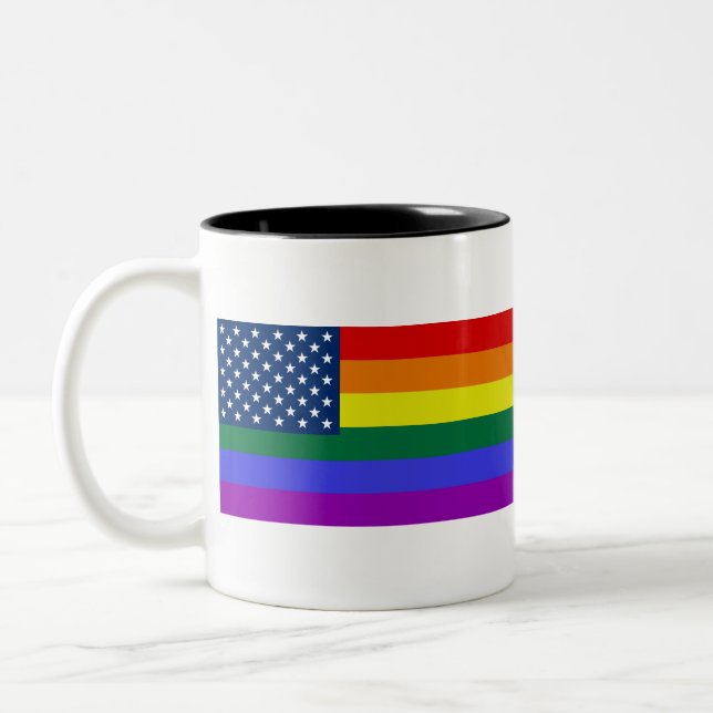 USA Rainbow Pride Zweifarbige Tasse (Links)