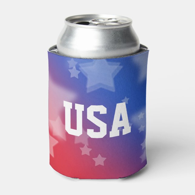USA Red and Blue with Stars Can Cooler Dosenkühler (Kanne Vorderseite)