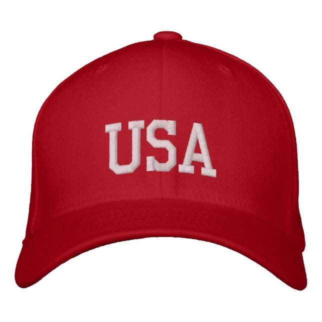 USA Red Bestickte Baseballkappe (Vorderseite)