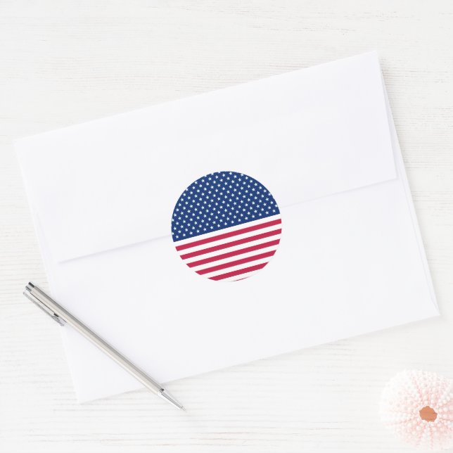USA Red Blue White Stars Streifen Round Stickers (Umschlag)