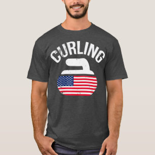 USA Red White and Blue American Flag Curling T-Shirt