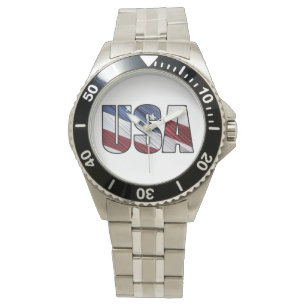 USA - Red White and Blue American Patriotic Flag Armbanduhr